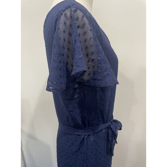 Kiabi‎ Dress Size 4 Color Navy Sparkle Flounce Knee Length Italy Tie Waist - Picture 5 of 8
